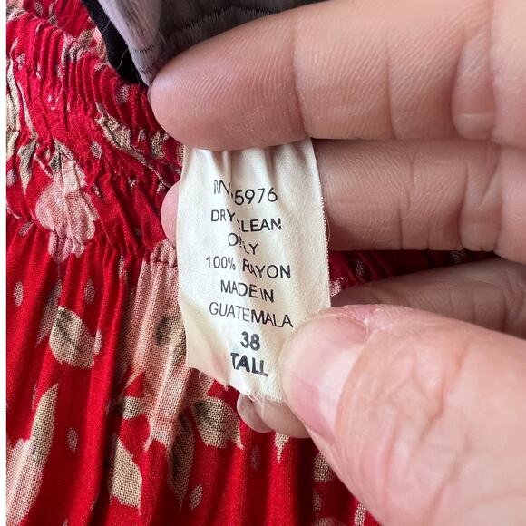 Vintage Silver River 80s red floral maxi skirt size 38T - Picture 5 of 5